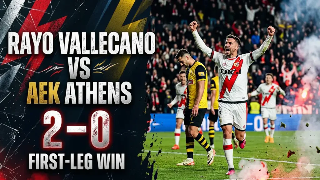 Rayo Vallecano vs AEK Athens: Spanish Side Dominates 2-0 in First Leg 2 Rayo Vallecano vs AEK Athens_ Spanish Side Dominates 2-0 in First Leg